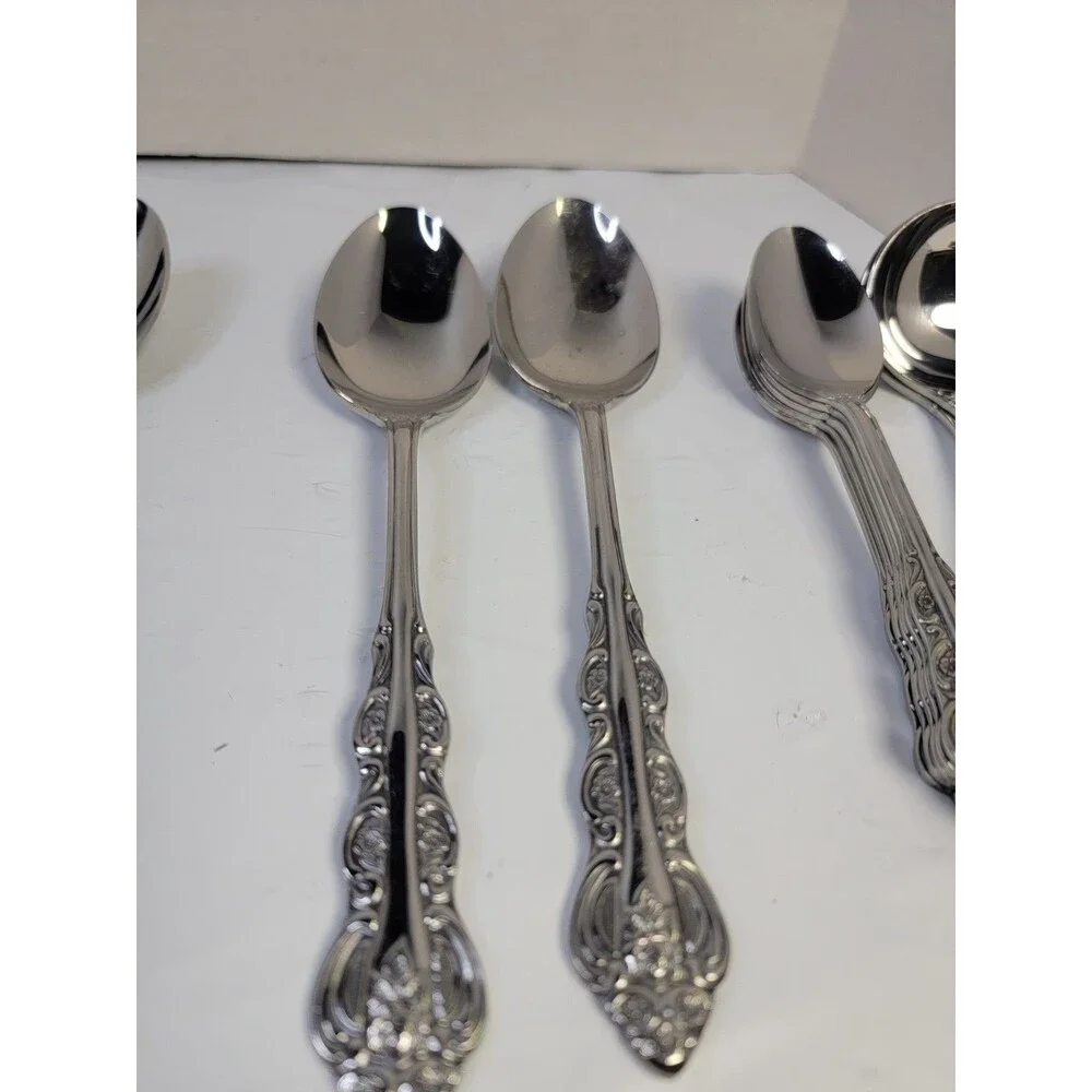 Olga Corsini EXCO Stainless Japan Flatware Lot 27 Floral Rose Serving Pieces